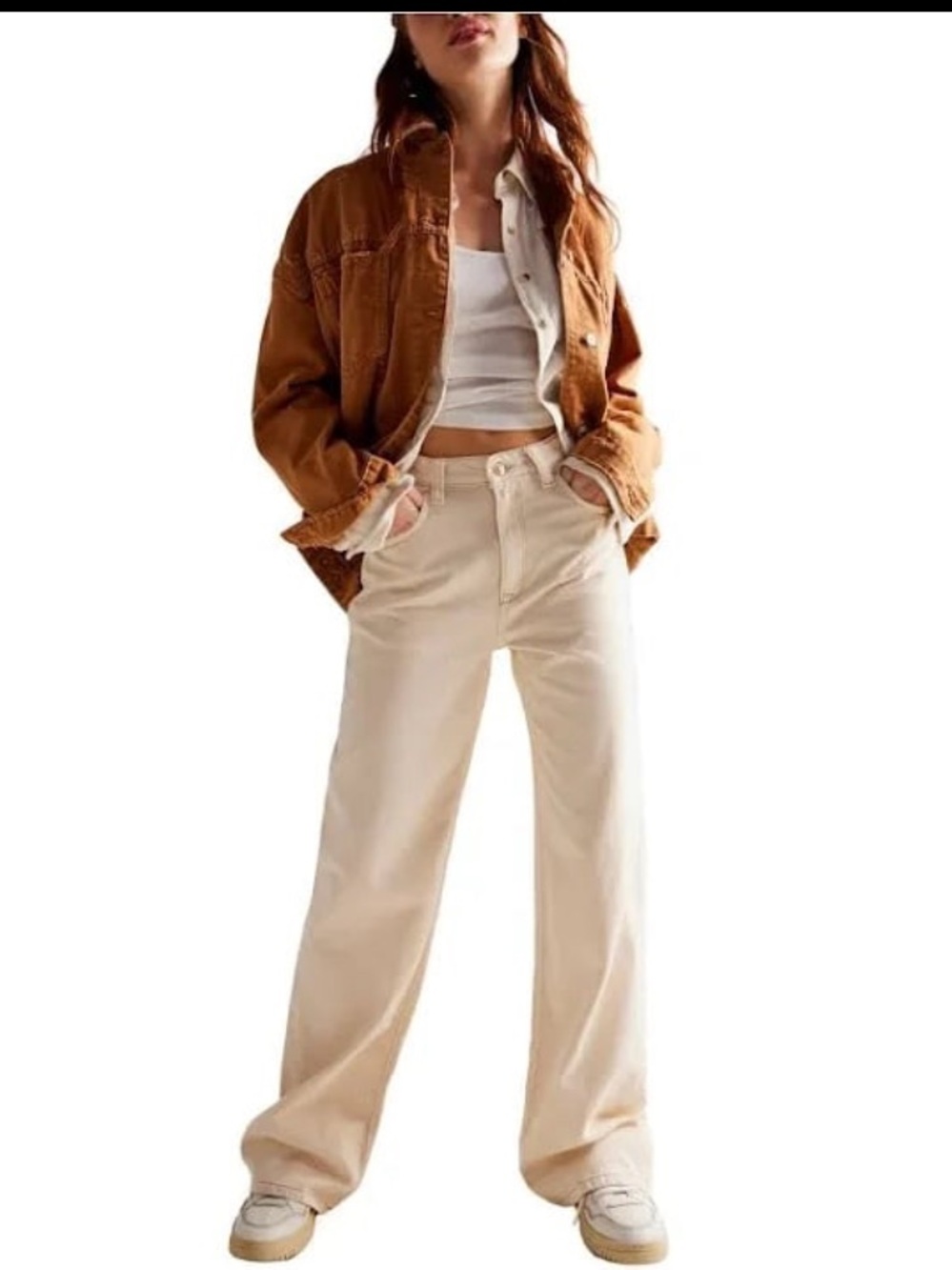 We The Free Tinsley Baggy High Rise Straight Jeans Ecru